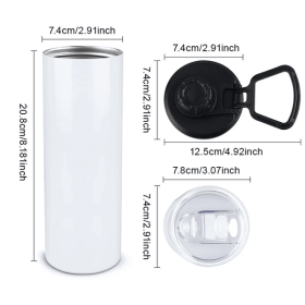 20oz Straight Glossy Screw Flip Top 2 Lid Sublimation Tumbler