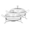 SOGA 2X Stainless Steel Round Buffet Chafing Dish Cater Food Warmer Chafer with Glass Top Lid