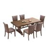 Mid Century Modern Dining Table Set for 7,Rectangular Table and 6 Kitchen Room Chairs,7 Piece Kitchen Table Set for Dining Room