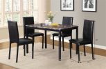 Citico 5-Piece Metal Dinette Set with Laminated Faux Marble Top, Black