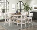 Antique White Finish Counter Height 7pc Set Table with Bottom Storage and 6 Counter Height Chairs Farmhouse Style Dining Kitchen Set Wooden Furniture