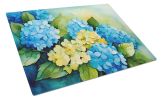 Hydrangeas in Watercolor Glass Cutting Board Decorative Tempered Glass Kitchen Cutting and Serving Board Large Size Chopping Board