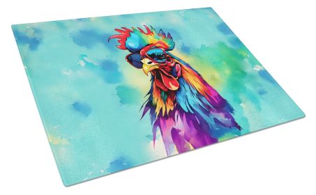 Hippie Animal Rooster Glass Cutting Board Decorative Tempered Glass Kitchen Cutting and Serving Board Large Size Chopping Board