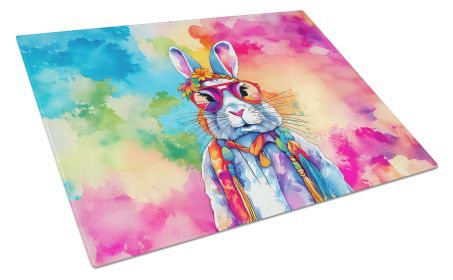 Hippie Animal Rabbit Glass Cutting Board Decorative Tempered Glass Kitchen Cutting and Serving Board Large Size Chopping Board
