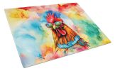 Hippie Animal Red Rooster Glass Cutting Board Decorative Tempered Glass Kitchen Cutting and Serving Board Large Size Chopping Board