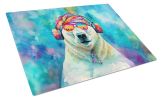 Hippie Animal Polar Bear Glass Cutting Board Decorative Tempered Glass Kitchen Cutting and Serving Board Large Size Chopping Board