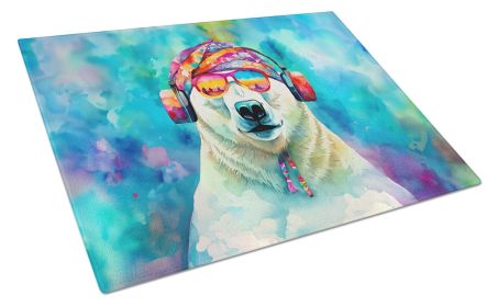 Hippie Animal Polar Bear Glass Cutting Board Decorative Tempered Glass Kitchen Cutting and Serving Board Large Size Chopping Board