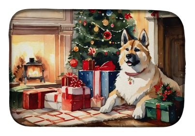 Akita Cozy Christmas Dish Drying Mat Absorbent Dish Drying Mat Pad for Kitchen Counter Dish Drainer Mat for Countertop, 14 x 21", Multicolor
