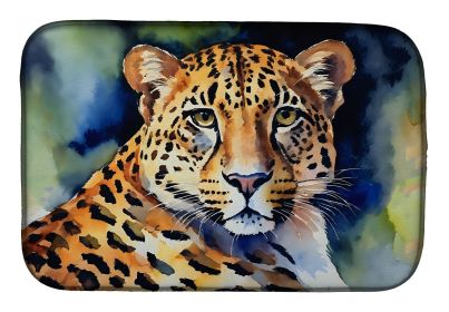 Leopard Dish Drying Mat Absorbent Dish Drying Mat Pad for Kitchen Counter Dish Drainer Mat for Countertop, 14 x 21", Multicolor