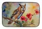 Long-Eared Owl Dish Drying Mat Absorbent Dish Drying Mat Pad for Kitchen Counter Dish Drainer Mat for Countertop, 14 x 21", Multicolor