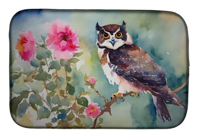 Spectacled Owl Dish Drying Mat Absorbent Dish Drying Mat Pad for Kitchen Counter Dish Drainer Mat for Countertop, 14 x 21", Multicolor