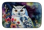 Snowy Owl Dish Drying Mat Absorbent Dish Drying Mat Pad for Kitchen Counter Dish Drainer Mat for Countertop, 14 x 21", Multicolor