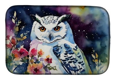 Snowy Owl Dish Drying Mat Absorbent Dish Drying Mat Pad for Kitchen Counter Dish Drainer Mat for Countertop, 14 x 21", Multicolor