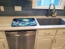 Dolphin in a Starry Sea Dish Drying Mat Absorbent Dish Drying Mat Pad for Kitchen Counter Dish Drainer Mat for Countertop, 14 x 21", Multicolor