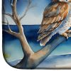 Owl Perched in Coastal Tree Dish Drying Mat Absorbent Dish Drying Mat Pad for Kitchen Counter Dish Drainer Mat for Countertop, 14 x 21", Multicolor