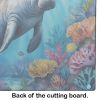 Manatee and Coral Reefs Glass Cutting Board Decorative Tempered Glass Kitchen Cutting and Serving Board Large Size Chopping Board