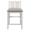 Transitional Design White and Gray Finish 3-piece Pack Counter Height Set Table w Display Shelf USB ports and 2x Counter Height Chairs Fabric Upholste