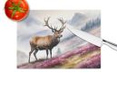 Highland Red Deer Glass Cutting Board Decorative Tempered Glass Kitchen Cutting and Serving Board Large Size Chopping Board