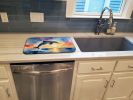 Dolphin Leaping at Sunrise Dish Drying Mat Absorbent Dish Drying Mat Pad for Kitchen Counter Dish Drainer Mat for Countertop, 14 x 21", Multicolor