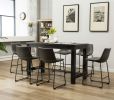 Bronco Antique Wood Finished Counter Height Dining Set: Table and Six Gray Chairs