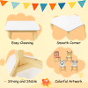 5 Piece Kiddy Table and Chair Set , Kids Wood Table with 4 Chairs Set Cartoon Animals (bigger table) (3-8 years old)