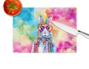 Hippie Animal Rabbit Glass Cutting Board Decorative Tempered Glass Kitchen Cutting and Serving Board Large Size Chopping Board