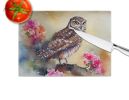 NEW Burrowing Owl Glass Cutting Board Decorative Tempered Glass Kitchen Cutting and Serving Board Large Size Chopping Board