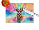 Hippie Animal Stag Deer Glass Cutting Board Decorative Tempered Glass Kitchen Cutting and Serving Board Large Size Chopping Board