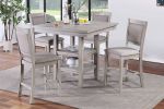 Dining Room Furniture Counter Height 5pc Set Square Table w Shelves Cushion Chairs Modern Style Rustic Grey