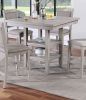 Dining Room Furniture Counter Height 5pc Set Square Table w Shelves Cushion Chairs Modern Style Rustic Grey