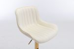 Chrome Footrest and Base Swivel Height Adjustable Mechanical Lifting Velvet + Golden Leg Simple Bar Stool,Set of 2,Ivory