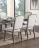 Classic Kitchen Dining 7pc Set Extendable Table and 6 Side Chairs Chenille Fabric Upholstered Brown Gray Finish Wooden Furniture