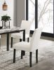 White Color Wool Fabric Chairs Faux Marble Top Table 5pc Dining Set Kitchen Dinette Cushions Upholstered 4x Chairs Dining Room