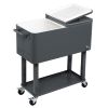 87.5*91*38.5cm 80QT Rectangular Plastic Box Iron Foot Tube Refrigeration and Insulation Cart Dark Grey
