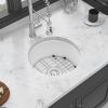 18 Inch Dual Mounted Single Bowl Ceramic Circular Kitchen Sink with Drain Assembly and Bottom grid