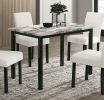White Color Wool Fabric Chairs Faux Marble Top Table 5pc Dining Set Kitchen Dinette Cushions Upholstered 4x Chairs Dining Room