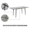 47"-63" extendable MDF modern dining table and chair set, suitable for 2-6 people, white dining table and modern grey round dining chair 4-piece set