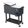 87.5*91*38.5cm 80QT Rectangular Plastic Box Iron Foot Tube Refrigeration and Insulation Cart Dark Grey