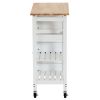 76*37*84cm Three Drawers Three Layers Black Handle Rubber Wood Log Color Table White Spray Paint Dining Car