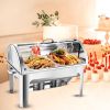 SOGA 4X 4.5L Dual Tray Stainless Steel Roll Top Chafing Dish Food Warmer