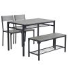 Dining Table Set for 4, Kitchen Table with 2 Chairs and a Bench, 4 Piece Kitchen Table Set for Small Space, Home Kitchen Bar Pub Apartment, Gray
