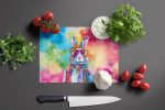 Hippie Animal Rabbit Glass Cutting Board Decorative Tempered Glass Kitchen Cutting and Serving Board Large Size Chopping Board