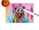 Hippie Animal Grizzly Bear Glass Cutting Board Decorative Tempered Glass Kitchen Cutting and Serving Board Large Size Chopping Board