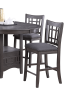 Contemporary Dining Room Counter Height 5pc Dining Set Round Table w Leaf And 4x Side Chairs Gray Finish Solid wood
