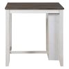 Transitional Design White and Gray Finish 3-piece Pack Counter Height Set Table w Display Shelf USB ports and 2x Counter Height Chairs Fabric Upholste