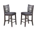 Contemporary Dining Room Counter Height 5pc Dining Set Round Table w Leaf And 4x Side Chairs Gray Finish Solid wood