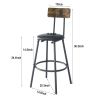 Round bar table and stool set with shelf, upholstered stool with backrest, Rustic Brown, 24.17"W x 24.17"D x 36.02"H