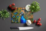 Peacock Glass Cutting Board Decorative Tempered Glass Kitchen Cutting and Serving Board Large Size Chopping Board