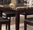Espresso Finish 5pc Dining Set Faux Marble Top Table Button-Tufted 4 Side Chairs Casual Transitional Dining Furniture