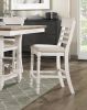 Antique White Finish Counter Height Set 5pc Table with Bottom Storage and 4 Counter Height Chairs Farmhouse Style Dining Kitchen Set Wooden Furniture